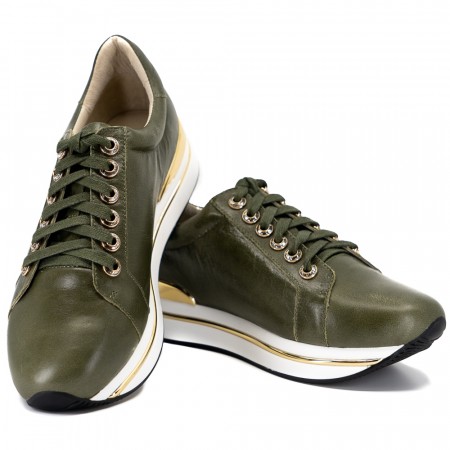 Grønn sneakers med gull stripe